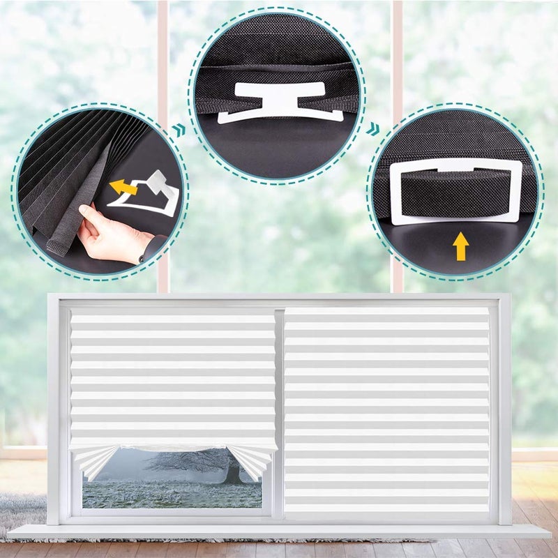 SEEYE Light Filtering Temporary Blinds Cordless Shades Fabric Pleated Fabric Shade Easy to Cut and Install, 48" W x 72" L - 2 Pack, White, with 4 Clips - Image 4